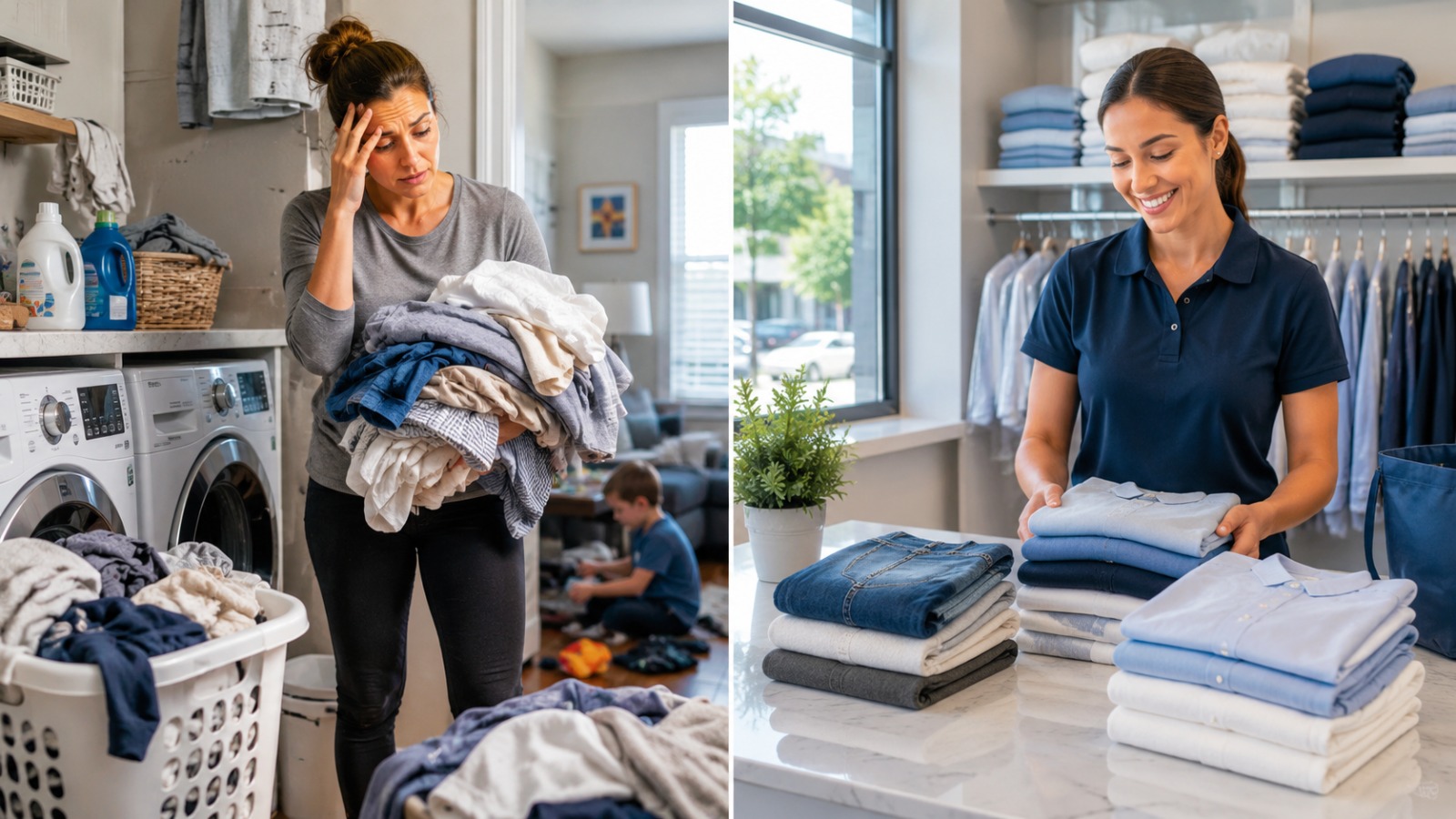 Compare wash and fold laundry service with doing it all yourself. See the real cost, time savings, and results for busy families across London, Ontario.