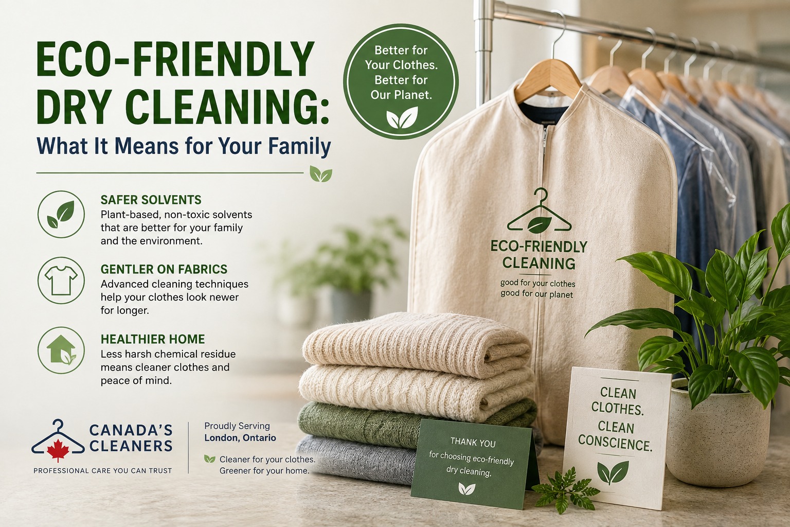 What eco-friendly dry cleaning really means: safer solvents, gentler fabrics, and a healthier home. See how green cleaning works in London, Ontario today.
